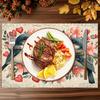 1pc/4pcs/6pcs Valentine's Day Heart Bird Placemats Suitable for Dining Table Decorations, Machine-Washable Rectangular