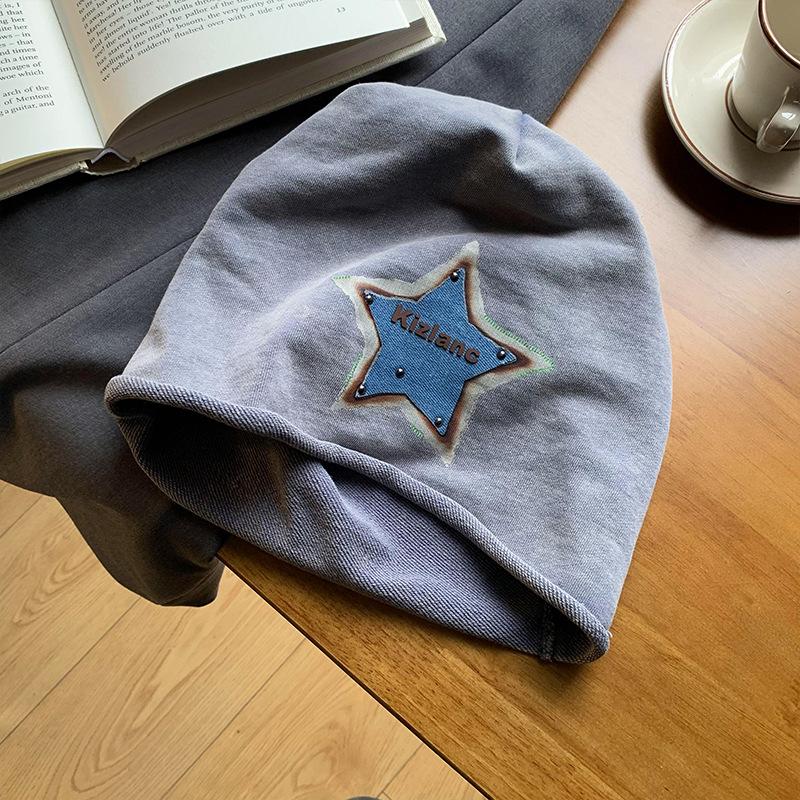 Korean Version of The New Old Star Printed Cold Hat for Women Summer Casual Thin Baotou Hat Showing Face Small Pile Hat Trendy