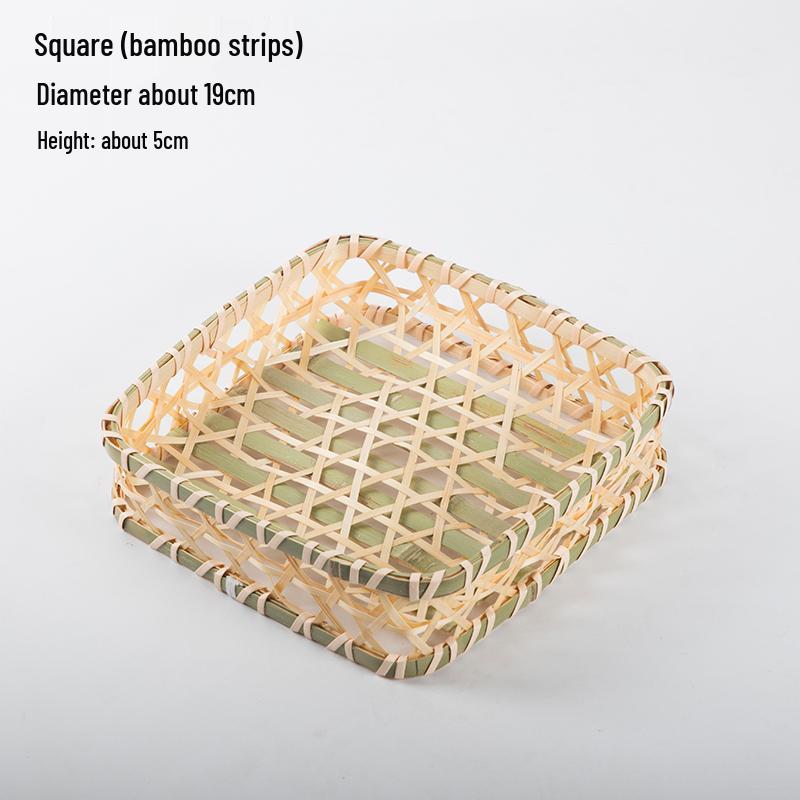 Handmade Bamboo Weaving Sieve Basket Storage and Snack Plate Set