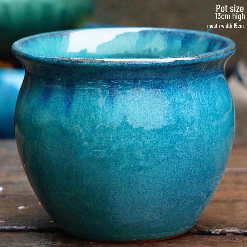 Handmade Medium-Sized Ceramic Pot with Feet – Succulent Planter in Breathable Colored Glaze Coarse Pottery.