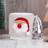 Christmas Ceramic Mug with Knitted Santa Sleeve & Tree Tea Infuser Festive Tea Cup Set Xmas Gift for Tea Lovers
