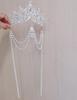 Princess Rhinestone Crown with Pearl Tassels - Virgin Mary Tiara for Bridal & Photography