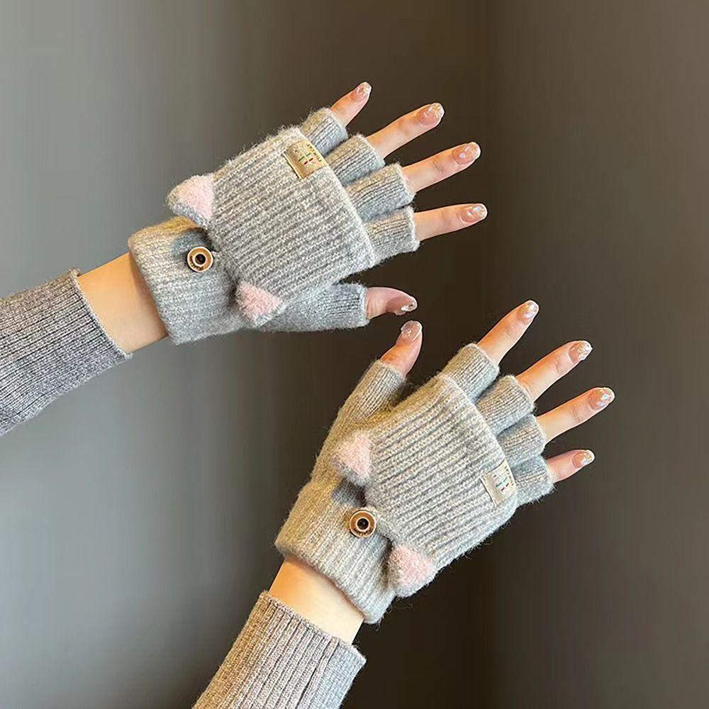 Knitted Wool Finger Gloves Thicken Glove Bracers Fashion Winter Gloves  For Woman Winter Warm