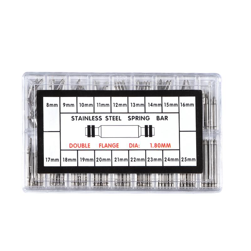 360pcs/set Dia 1.5mm/1.8mm Spring Bars Strainless Steel Length 8mm- 25mm Watchband Metal Link Pin Watch Strap Repair Tools Pin