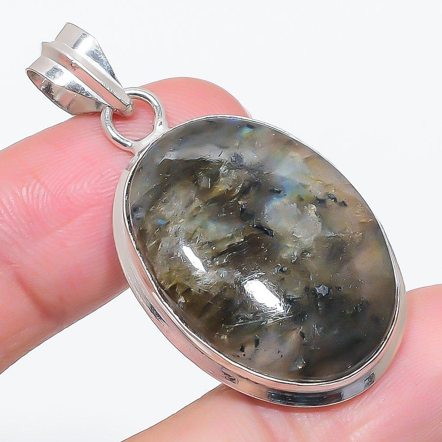 

Натуральный Лабрадорит Драгоценный Камень 925 Стерлинговое Серебро Ювелирный Подвеска 1.81 F4K35