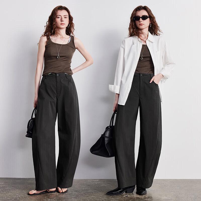 Chuyu Women's High-Waist Wrinkled Casual Pants