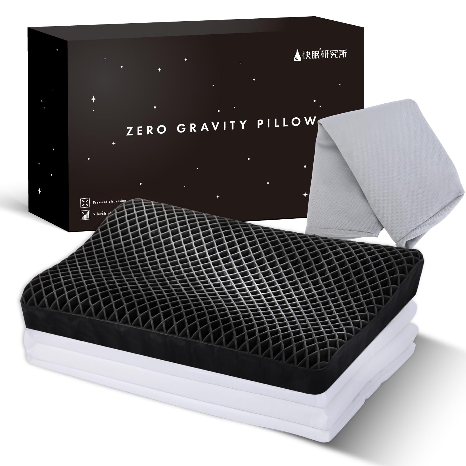 

Sleep Lab [Supervised by a Physical Therapist] Zero Gravity Gel Pillow, High Resilience, 9 Height Adjustments, Washable, Breathable, Ergonomic,