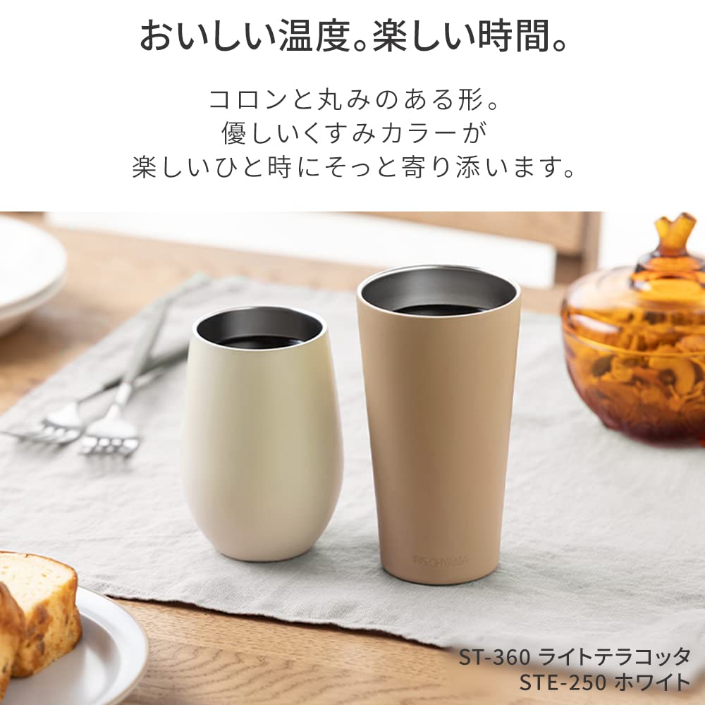 [Perfect Gift] Iris Ohyama Stainless Steel Tumbler, 250ml, Vacuum Insulated, Keeps Drinks At the Perfect Temperature, Gray, STE-250