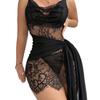European and American size breathable sleeveless lace sexy charming suspender mesh skirt women's fun nightdress set