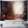 Christmas tree tapestry, Christmas fireplace, holiday decoration wall hanging, living room, bedroom, dormitory background poster
