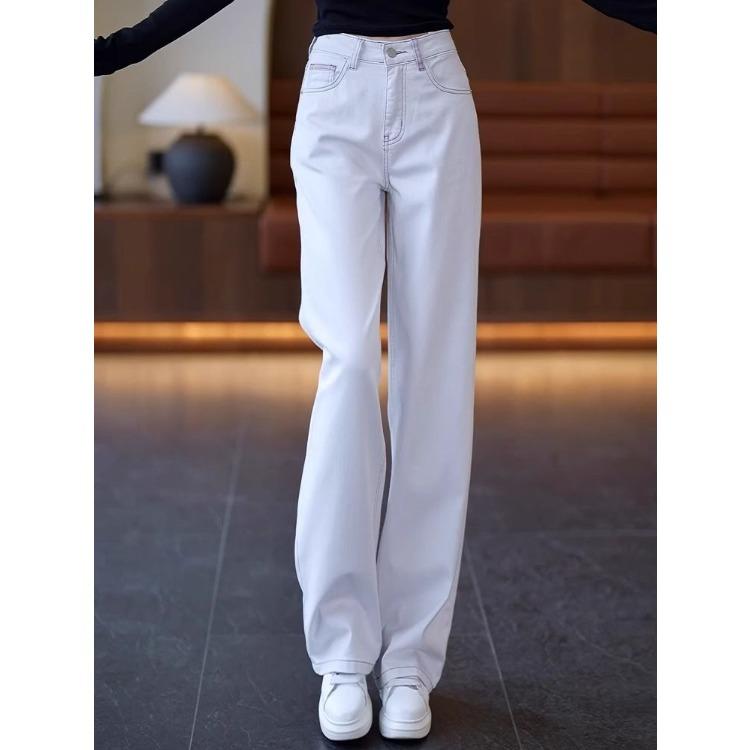 Blugi drepți cu talie înaltă pentru femei Spălare deschisă Modă de primăvară-toamnă Confortabili