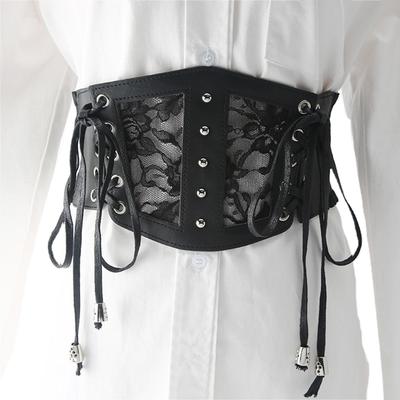 Corset Belt for Women Lace Leather Belt Wide Waist Belt Elastic Tied Belt for Dresses Leather Belt Retro Elastic Belt