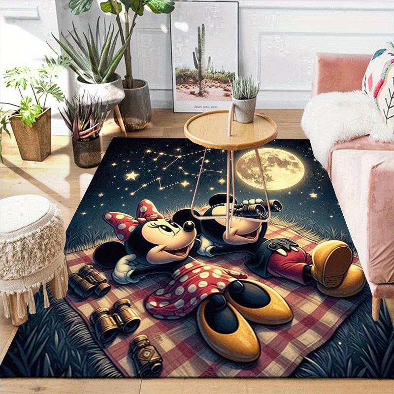 1 Stück Minnie und Mickey Muster Teppich Weiche Flanell Fußmatte für Wohnzimmer, Büro, Schlafzimmer und Teppich, Sofa Couchtisch Fußmatte