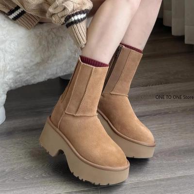 Fashion Women Shoes On Sale High Quality Winter Slip-on Mid-calf Women Boots Fashion Solid Casual Snow Boots Large Size Platform Boots