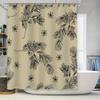 Modern Floral Print Shower Curtain Beige Color Black Flower Decorative Home Bathroom Decoration Waterproof 3D Printing Shower Cu