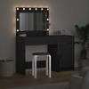 Makeup Table with Mirror Lighting (2 pcs) Black Particleboard