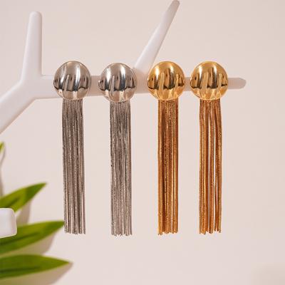 European and American Metal Sense Geometric Fringed Silver Needle Earrings Real Gold Electroplating Elegant Niche High-end Earrings 