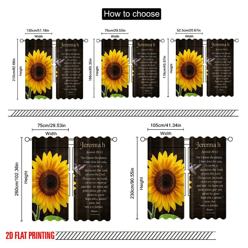 2pcs 2D Flat Printing Curtain Jeremiah Sunflower Hummingbird Hope 100% Polyester Fabric Without Electricity Seasonal Party &