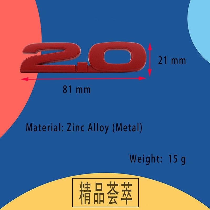 3D 2.0 for Car Fender Side Trunk Nameplate Decal Emblem Badge Sticker