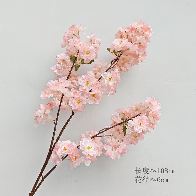 

Simulated feel silk cherry blossoms multi-layer leaved cherry blossom branches, furniture wedding scene fake flowers