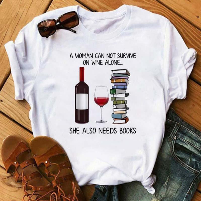 

Spring And Summer Women S Short-Sleeved T-Shirt Fashion High Heels Wine Glass Printing XXXL