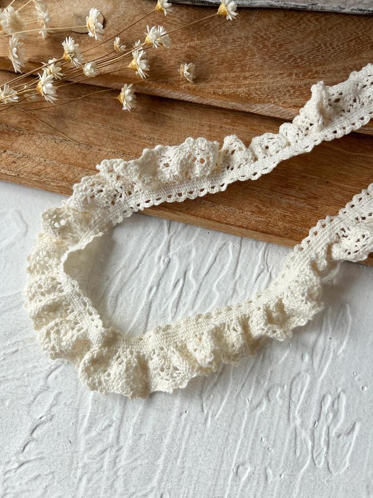Beige Elastic Lace Band - Cotton Thread Decorative Doll Lace for DIY Clothing Accessories