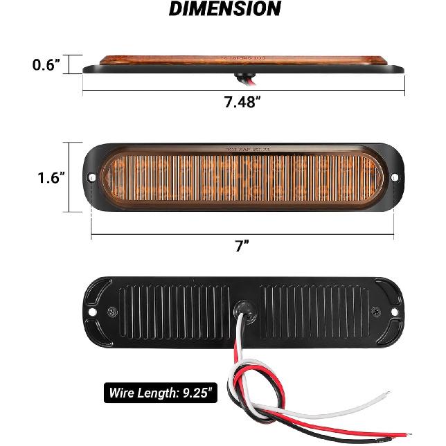 7.5 Inch Aluminum Housing Amber 24LEDs Trailer Side Marker Turn Signal Light Surface Mount Clearance Lights Of Truck Motorcycle Tractor RV Pickup,