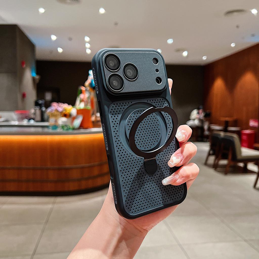 Applicable to Apple 17PROMAX heat dissipation hole mobile phone case magnetic suction bracket iPhone16 matte anti-drop 15 protective case