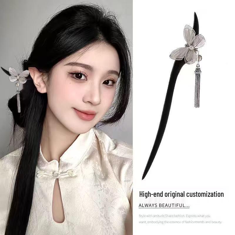 Sandalwood Women's Hairpin: Elegant Modern-Chinese Style Wooden Updo Stick