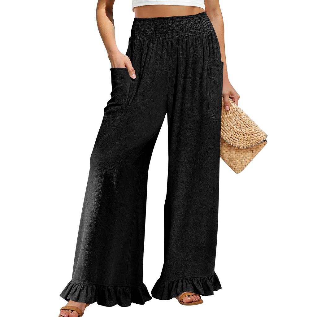 Women's Wide-leg Pants With Pockets, Comfortable Dress Pants, Women's High-waisted Business Casual Pants
