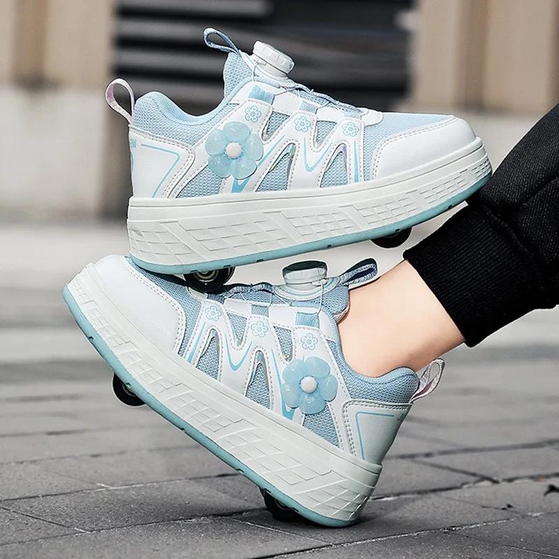 Dětské rychlobruslařské brusle Boty s kolečky Unisex Závodní 4-kolečkové kolečkové brusle Boty Tenisky s kolečky pro chlapce dívky