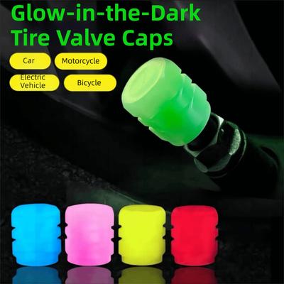 8Pcs Self-luminous Glowing Tire Valve Caps Night Glowing Tyre Valve Stem Cover  Vehicle