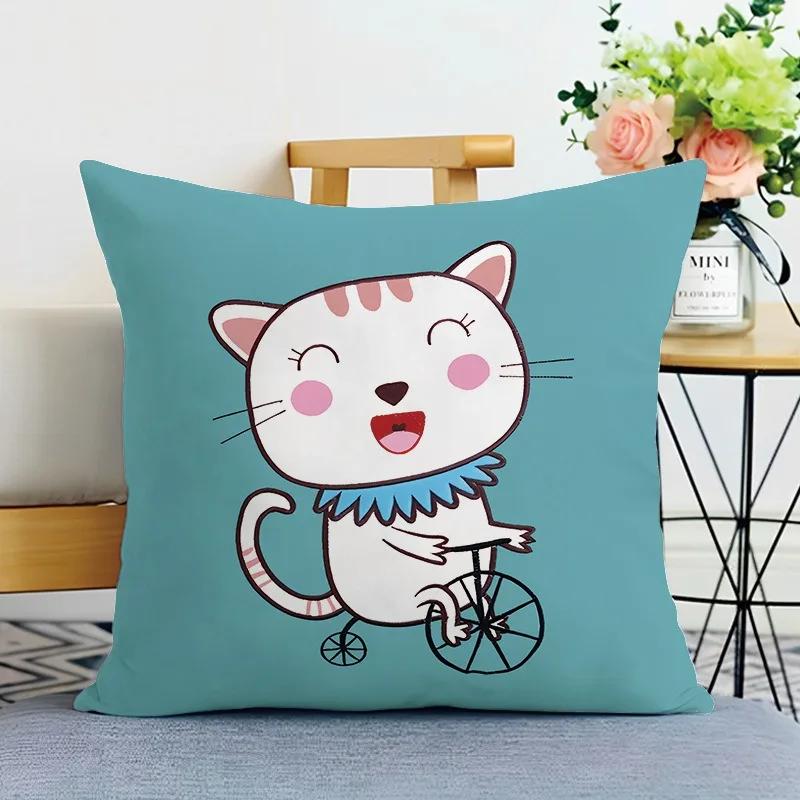 Cartoon Animal Print Decorative Pillowcase Bedroom Living Room Square Cushion Pillowcase