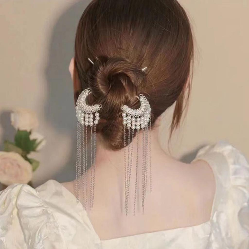 Glitter Pearl Tassel Hairpin Vintage Chinese Style Butterfly Hair Stick Women Girls Jewelry Hair Accessories Hanfu Hairpins
