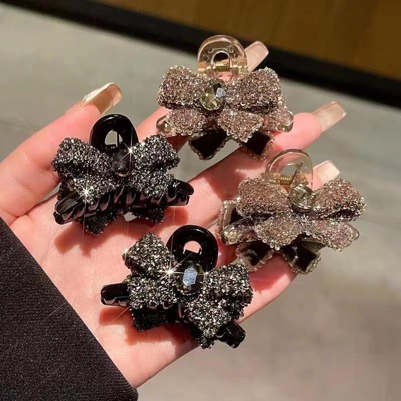 Malá sponka do vlasov s kamienkami pre ženy a dievčatá, kórejská spona na vlasy na zadnú časť hlavy, trblietavá lesklá šperková dekorácia, stylingové sponky do vlasov