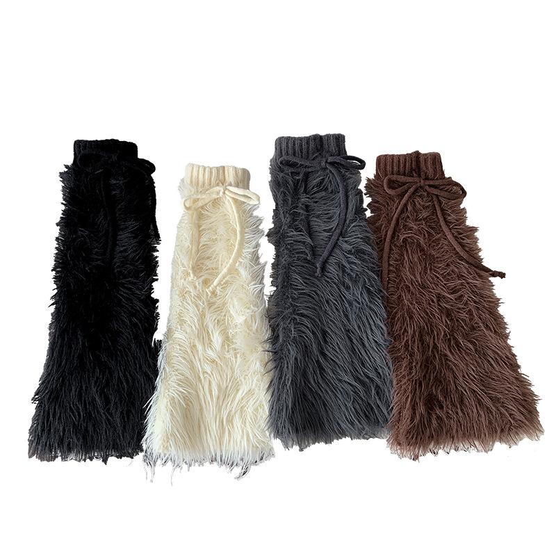 Winter Warm Furry Leg Warmers Y2K Lolita Girls Foot Cover JK Janpanese Stockings Winter Warm Thickened Harajuku Loose Long Socks