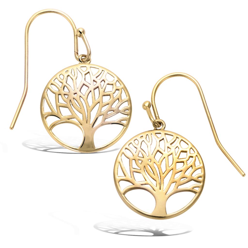 Les Trésors De Lily [R1548] - Gold Plated 'Tree of Life' Earrings - 15 Mm