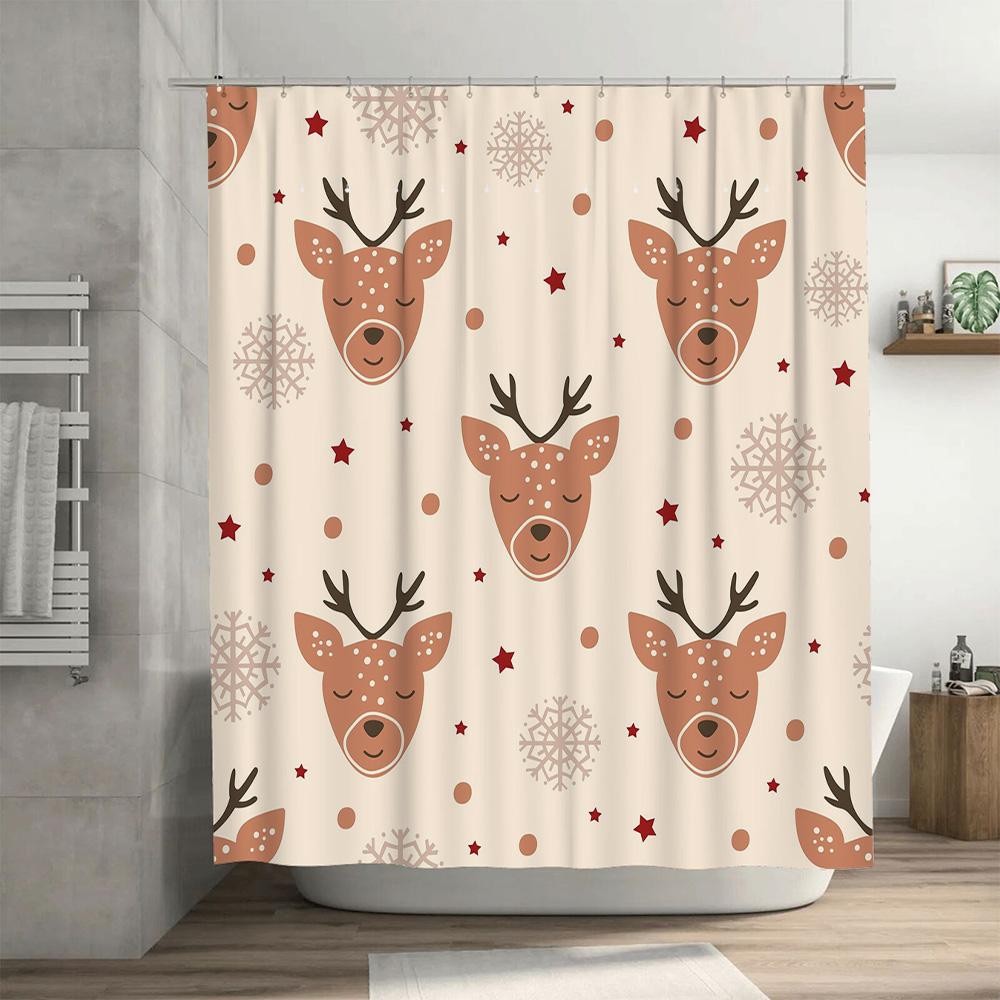 Entzückender Hirschmuster-Duschvorhang Perfekt für Weihnachtsdekorationen in Badezimmern! Leichter Stoff mit Anti-Schimmel-Behandlung