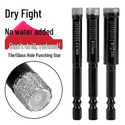 Hex Shank Hole Drill Bit for Glass, Marble, Ceramic, and Porcelain Tiles - Dry Use