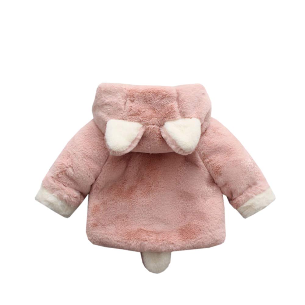 Mornyray Baby Coat Short for Ages Size 100 Jacket, Length, Fluffy, Brushed, Hooded, Thick, Warm, Winter, Girls, Toddlers, 1-5, (Pink)