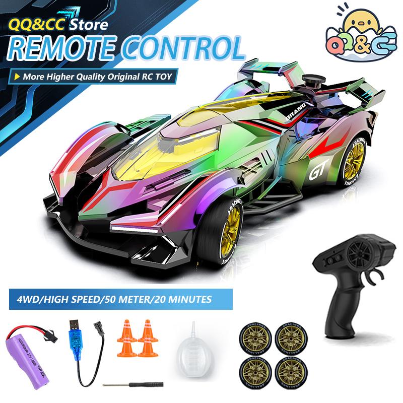 Non-Toxic 2.4G Rc Racing Dazzing Lights Spray Drift Car Model Kids Toys 4-Wheel Drive Remote Control High Speed Vehicle Children Birthday Gift