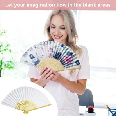 Folding Hand Fans for Women Reusable Paper Fan for Wedding Dancing Party Favors DIY Crafts Lightweight Travel Fan
