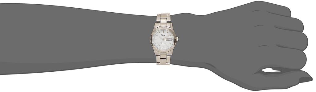 Citizen Analog Stainless Steel Water Date and Day Metal White Q&Q Women's Watch, Model, Resistant, Display, Band, Dial, Silver, W473-201