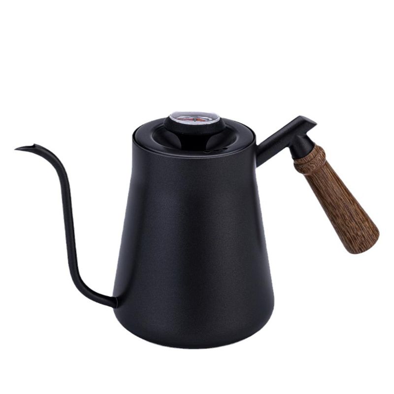 AEE4-Hand Pour Over Kettle Wooden Handle Hand Pour Over Kettle Narrow Mouth Kettle Drip Coffee Hand Pour Over Kettle чёрный