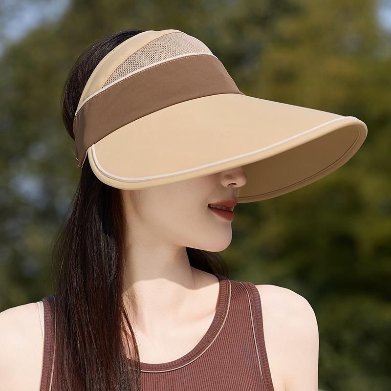 Women's Quick-Dry Ice Silk Sun Hat with Large Brim - Summer Open Top, Korean Style, for Large Head Circumference
