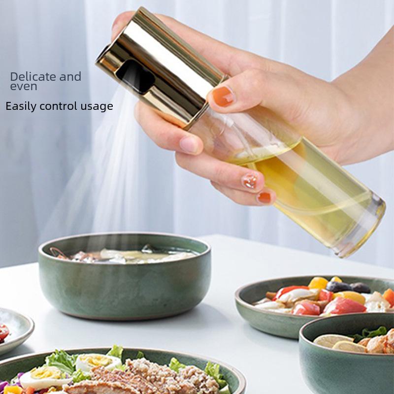 Transparent Borosilicate Glass Oil & Vinegar Spray Bottle - Push-Type for Kitchen Seasoning