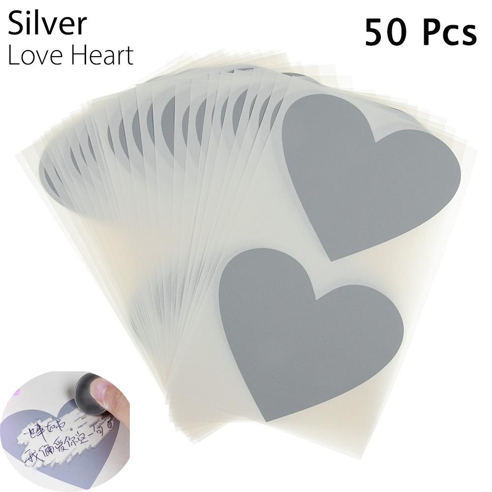 50Pcs/Set Cute Love Pentagram Shape Scratch Card Sticker DIY Postcard Wedding Gift Self-adhesive Coating Sticker Color Multi-use