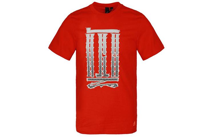 Adidas T Shirts Men s Red Crew Neck Moderate Straight Fit GL8193 S