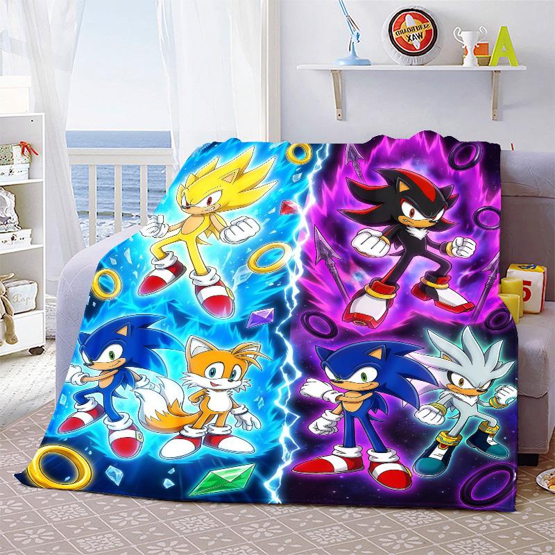 Sonic Cozy Throw Blanket Flannel Soft Warm Lightweight Blanket for Bed Sofa Home Decor -QJY
