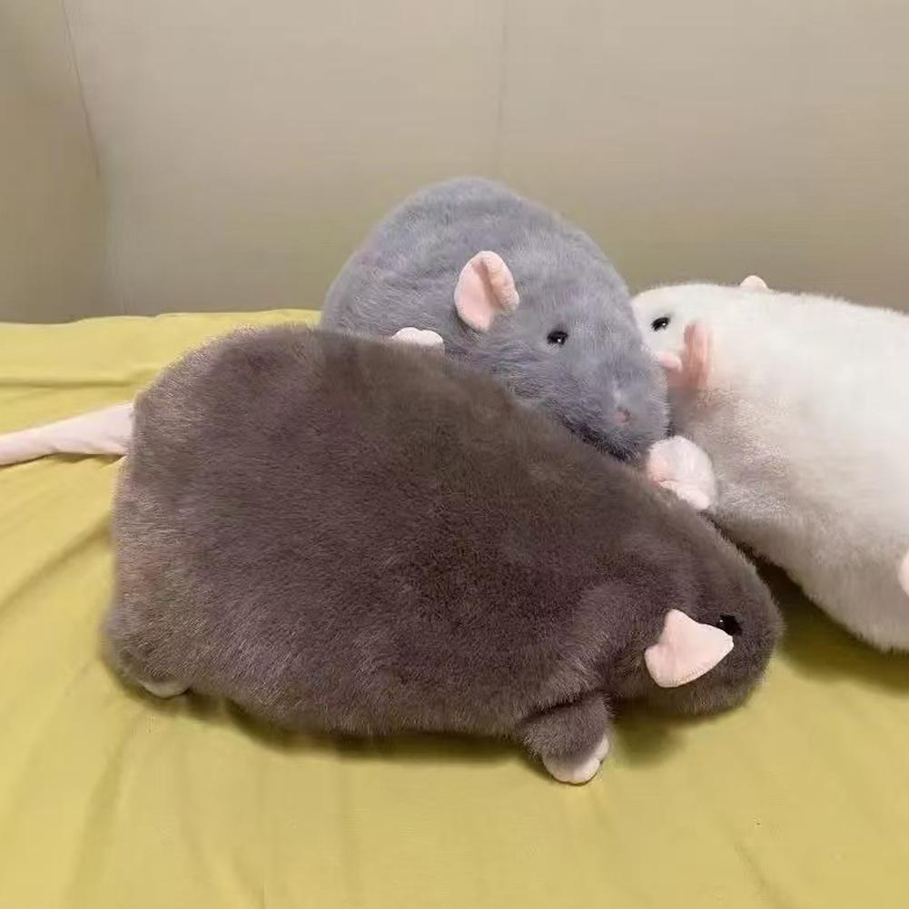 Cute Mice Doll Cartoon Plush Flower Branch Rat Doll Soft Animal Figure Simulation Stuffed Animal Grey Brown Mouse Rat Plush Toy
